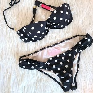 Victoria's Secret Black and White Polka Dot Bikini Set